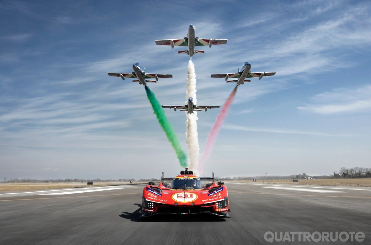 Ferrari 499P e Frecce Tricolori: emozioni ad alta quota a Rivolto